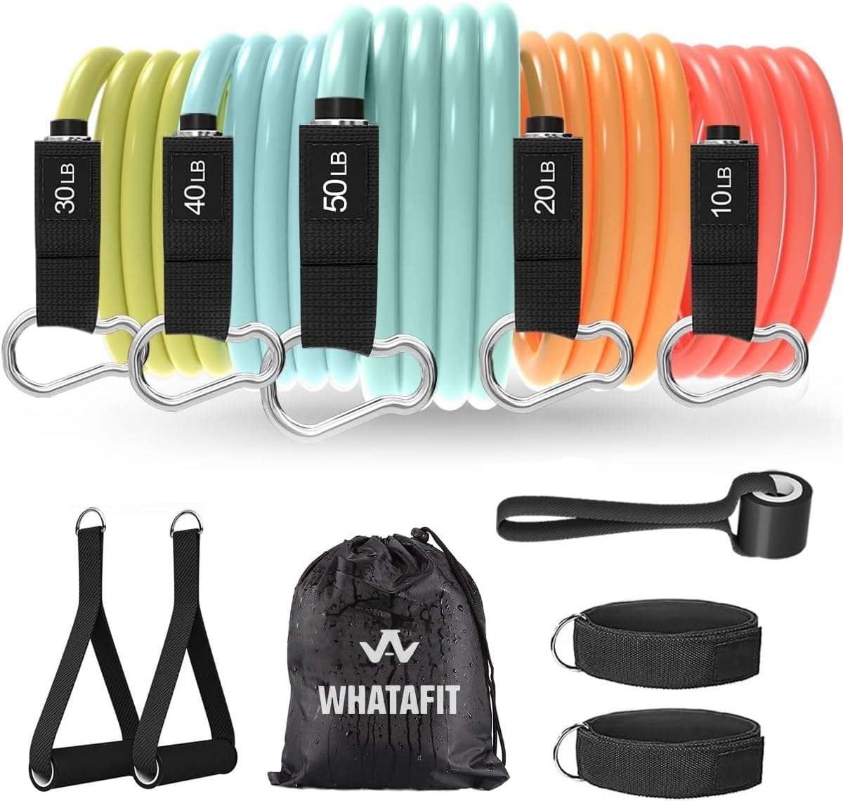 Resistance Bands, Exercise Bands, Workout Bands with Handles, Door Anchor and Ankle Straps, 5 Resistance Levels Fitness Bands for Strength Training, Physical Therapy, and Home Gym Equipment
