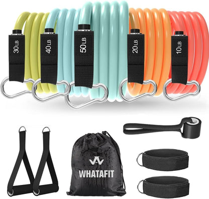 Resistance Bands, Exercise Bands, Workout Bands with Handles, Door Anchor and Ankle Straps, 5 Resistance Levels Fitness Bands for Strength Training, Physical Therapy, and Home Gym Equipment