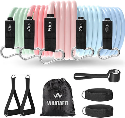Resistance Bands, Exercise Bands, Workout Bands with Handles, Door Anchor and Ankle Straps, 5 Resistance Levels Fitness Bands for Strength Training, Physical Therapy, and Home Gym Equipment