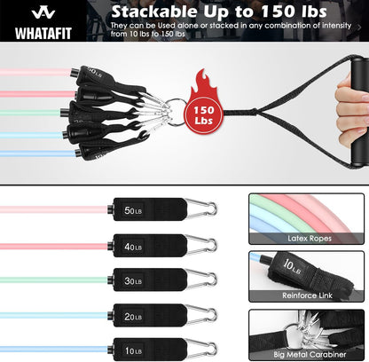Resistance Bands, Exercise Bands, Workout Bands with Handles, Door Anchor and Ankle Straps, 5 Resistance Levels Fitness Bands for Strength Training, Physical Therapy, and Home Gym Equipment