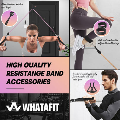 Resistance Bands, Exercise Bands, Workout Bands with Handles, Door Anchor and Ankle Straps, 5 Resistance Levels Fitness Bands for Strength Training, Physical Therapy, and Home Gym Equipment