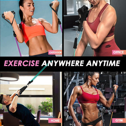Resistance Bands, Exercise Bands, Workout Bands with Handles, Door Anchor and Ankle Straps, 5 Resistance Levels Fitness Bands for Strength Training, Physical Therapy, and Home Gym Equipment