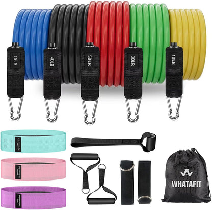 Resistance Bands, Exercise Bands, Workout Bands with Handles, Door Anchor and Ankle Straps, 5 Resistance Levels Fitness Bands for Strength Training, Physical Therapy, and Home Gym Equipment