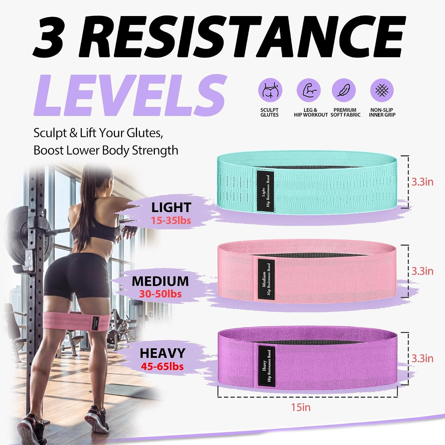 Resistance Bands, Exercise Bands, Workout Bands with Handles, Door Anchor and Ankle Straps, 5 Resistance Levels Fitness Bands for Strength Training, Physical Therapy, and Home Gym Equipment