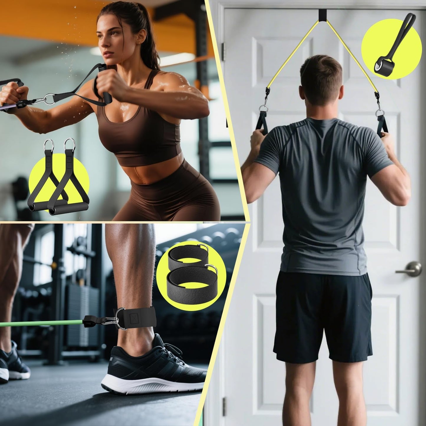Resistance Bands, Exercise Bands, Workout Bands with Handles, Door Anchor and Ankle Straps, 5 Resistance Levels Fitness Bands for Strength Training, Physical Therapy, and Home Gym Equipment