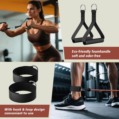 Resistance Bands, Exercise Bands, Workout Bands with Handles, Door Anchor and Ankle Straps, 5 Resistance Levels Fitness Bands for Strength Training, Physical Therapy, and Home Gym Equipment