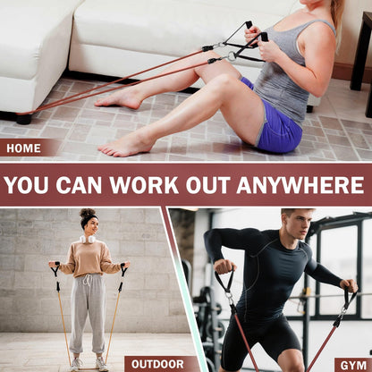 Resistance Bands, Exercise Bands, Workout Bands with Handles, Door Anchor and Ankle Straps, 5 Resistance Levels Fitness Bands for Strength Training, Physical Therapy, and Home Gym Equipment