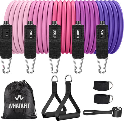 Resistance Bands, Exercise Bands, Workout Bands with Handles, Door Anchor and Ankle Straps, 5 Resistance Levels Fitness Bands for Strength Training, Physical Therapy, and Home Gym Equipment