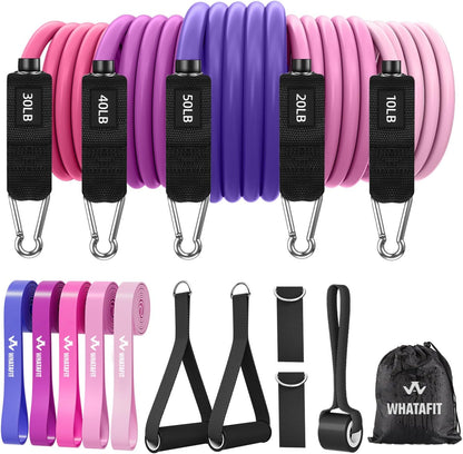 Resistance Bands, Exercise Bands, Workout Bands with Handles, Door Anchor and Ankle Straps, 5 Resistance Levels Fitness Bands for Strength Training, Physical Therapy, and Home Gym Equipment