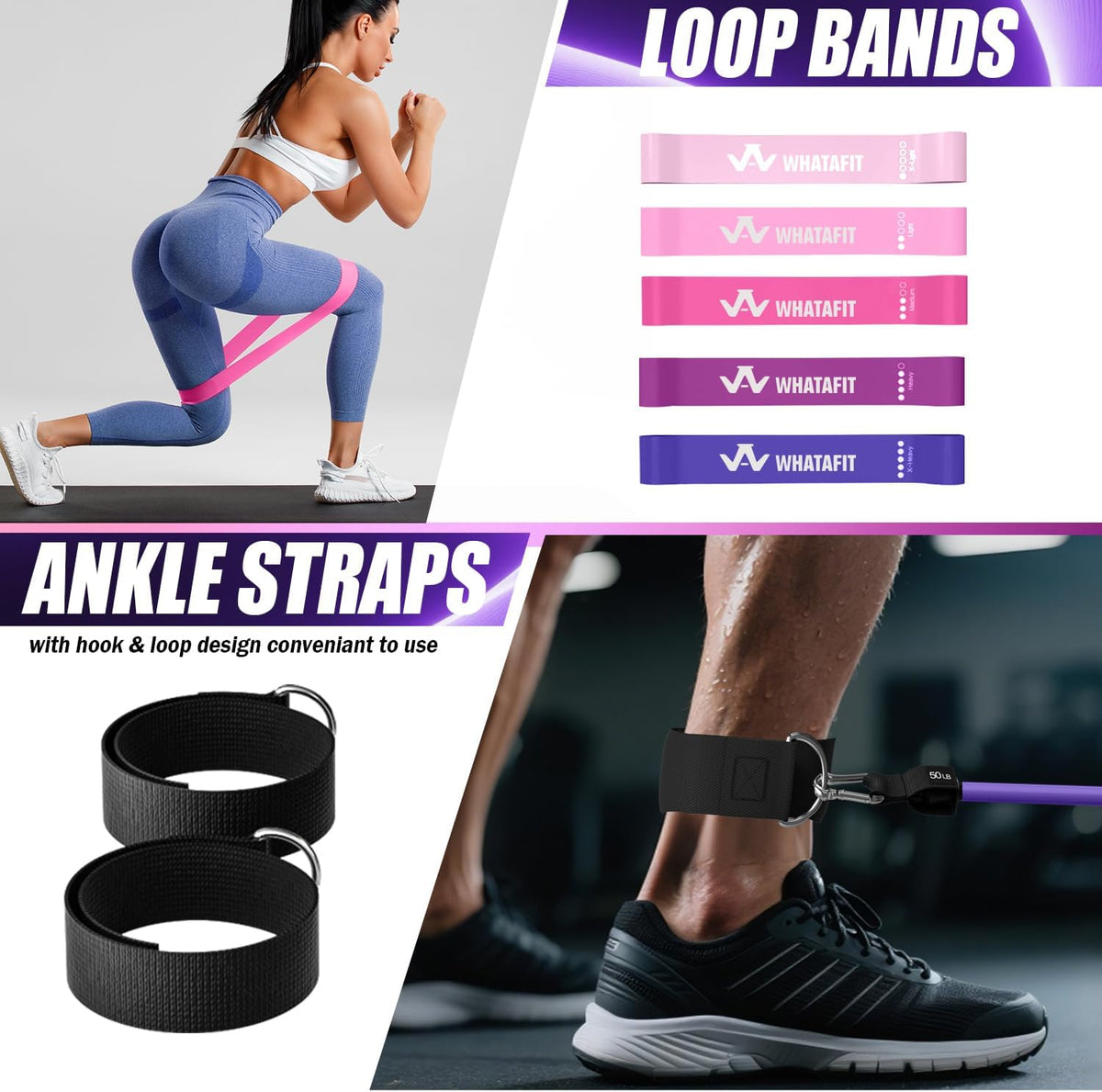 Resistance Bands, Exercise Bands, Workout Bands with Handles, Door Anchor and Ankle Straps, 5 Resistance Levels Fitness Bands for Strength Training, Physical Therapy, and Home Gym Equipment