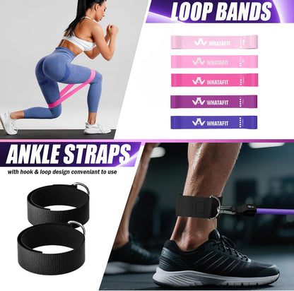 Resistance Bands, Exercise Bands, Workout Bands with Handles, Door Anchor and Ankle Straps, 5 Resistance Levels Fitness Bands for Strength Training, Physical Therapy, and Home Gym Equipment