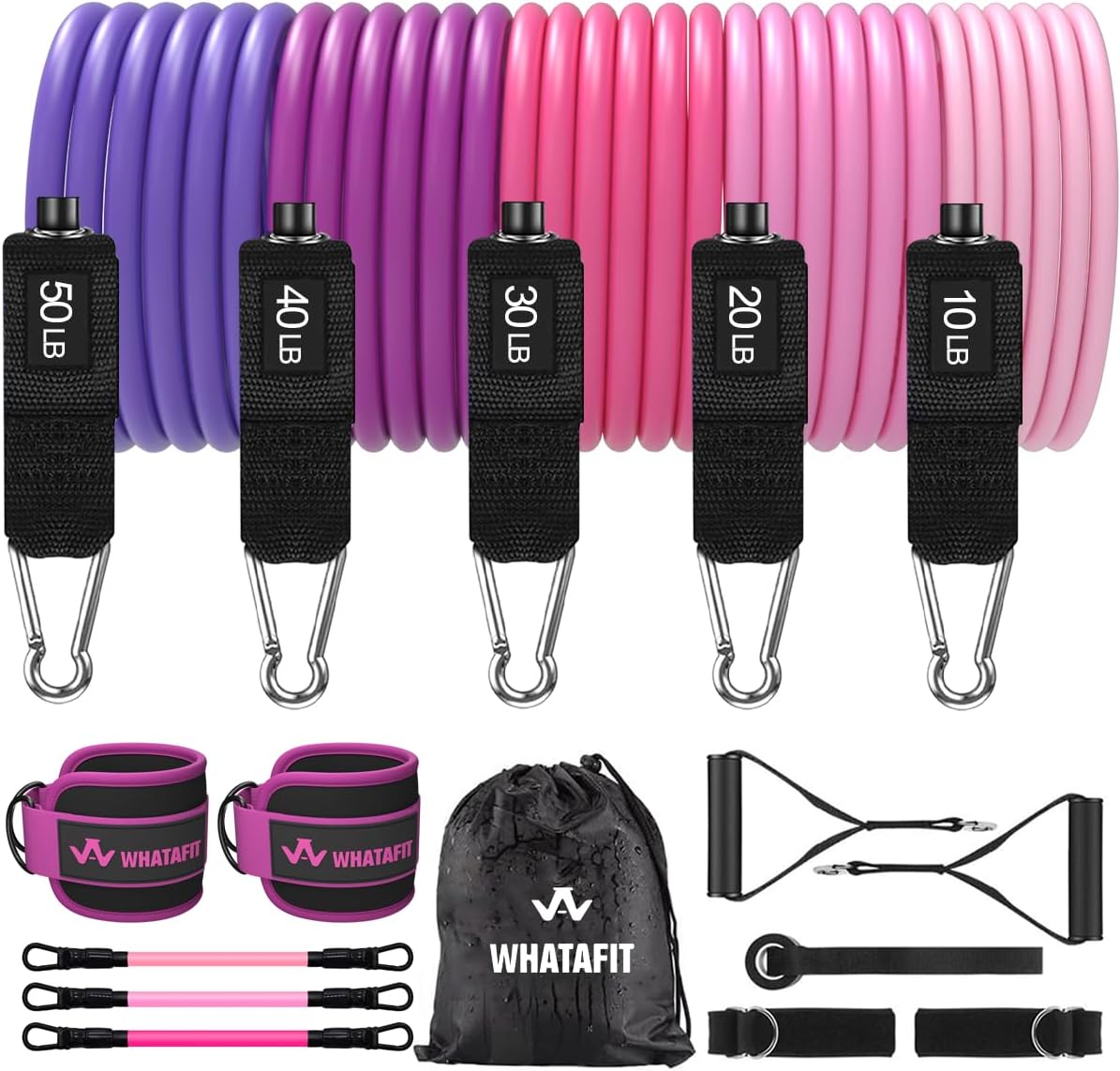 Resistance Bands, Exercise Bands, Workout Bands with Handles, Door Anchor and Ankle Straps, 5 Resistance Levels Fitness Bands for Strength Training, Physical Therapy, and Home Gym Equipment