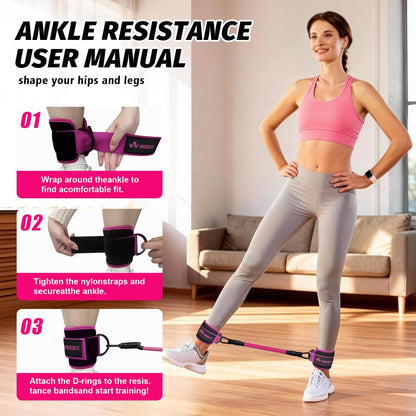 Resistance Bands, Exercise Bands, Workout Bands with Handles, Door Anchor and Ankle Straps, 5 Resistance Levels Fitness Bands for Strength Training, Physical Therapy, and Home Gym Equipment