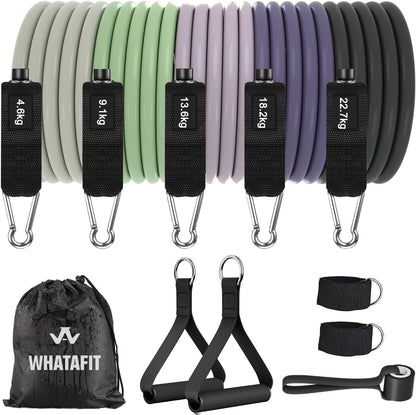 Resistance Bands, Exercise Bands, Workout Bands with Handles, Door Anchor and Ankle Straps, 5 Resistance Levels Fitness Bands for Strength Training, Physical Therapy, and Home Gym Equipment
