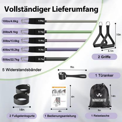Resistance Bands, Exercise Bands, Workout Bands with Handles, Door Anchor and Ankle Straps, 5 Resistance Levels Fitness Bands for Strength Training, Physical Therapy, and Home Gym Equipment