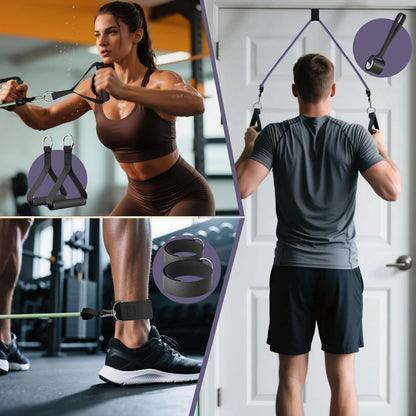 Resistance Bands, Exercise Bands, Workout Bands with Handles, Door Anchor and Ankle Straps, 5 Resistance Levels Fitness Bands for Strength Training, Physical Therapy, and Home Gym Equipment