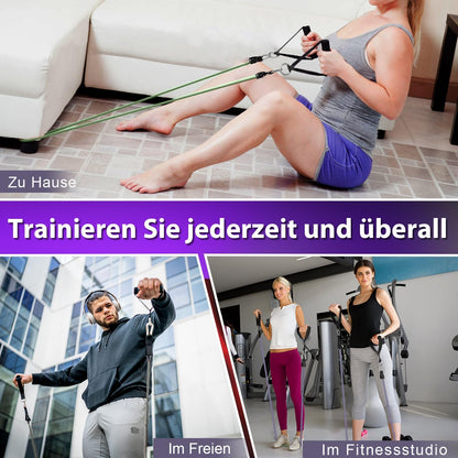 Resistance Bands, Exercise Bands, Workout Bands with Handles, Door Anchor and Ankle Straps, 5 Resistance Levels Fitness Bands for Strength Training, Physical Therapy, and Home Gym Equipment