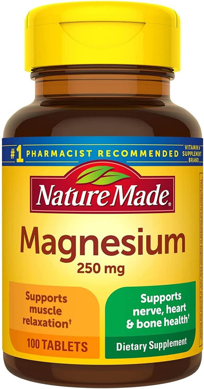 Nature Made Magnesium Oxide 250 mg for Muscle Relaxation, 200 Tablets