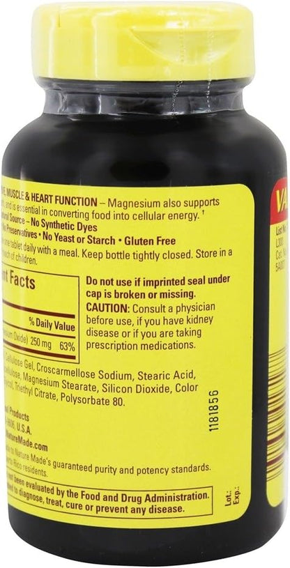 Nature Made Magnesium Oxide 250 mg for Muscle Relaxation, 200 Tablets