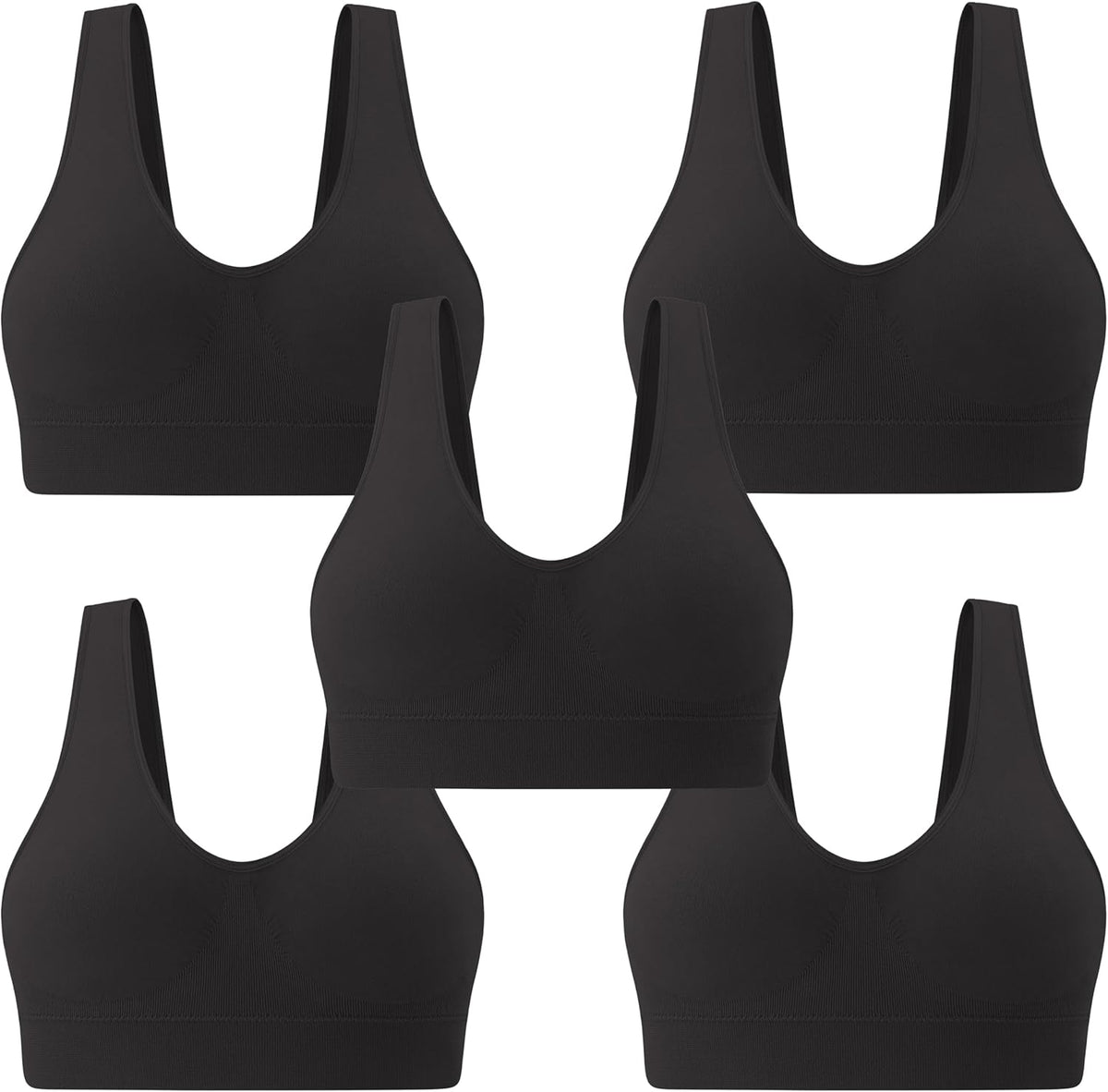 Light Impact Seamless Sports Bras for Women - Wireless Stretchy Comfort Yoga Bra