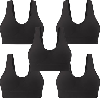 Light Impact Seamless Sports Bras for Women - Wireless Stretchy Comfort Yoga Bra