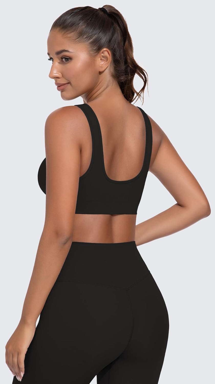 Light Impact Seamless Sports Bras for Women - Wireless Stretchy Comfort Yoga Bra