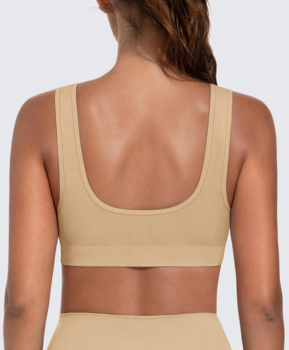 Light Impact Seamless Sports Bras for Women - Wireless Stretchy Comfort Yoga Bra