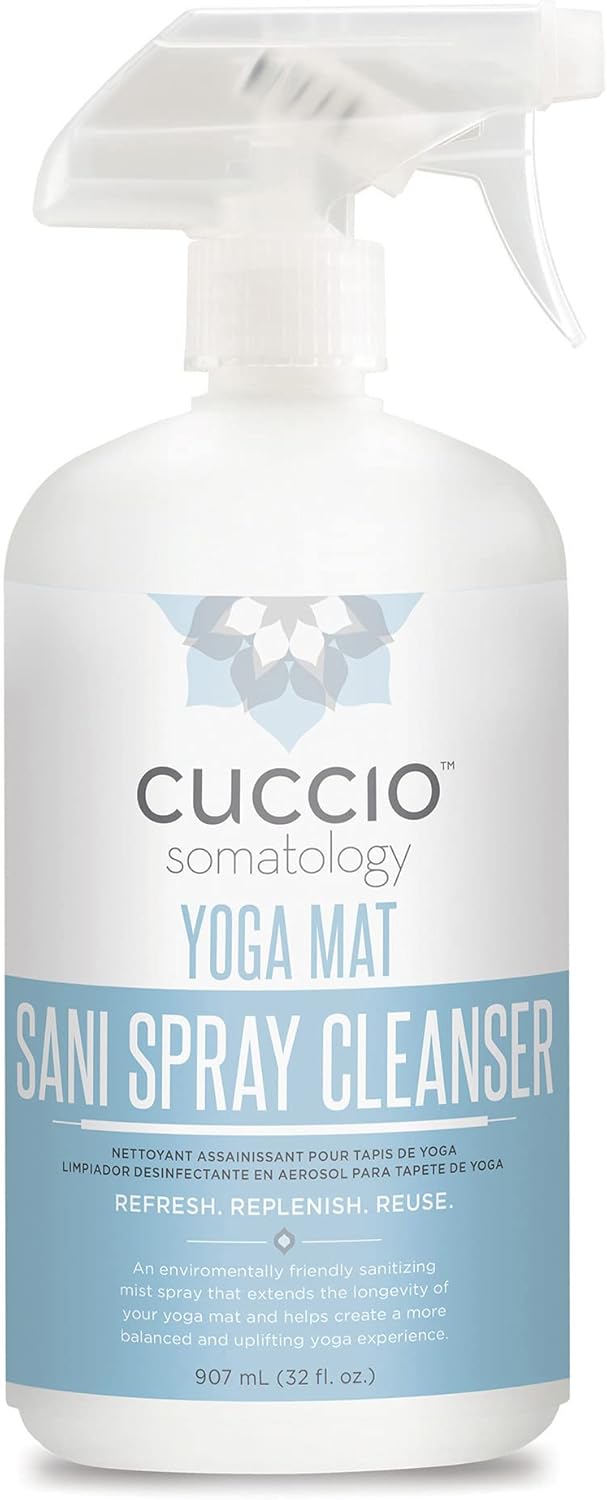 Yoga Mat Sani Spray Cleaner - Essential Liquid Mat Cleanser Mist - Non Sticky, Quick Drying, Odor, Dirt And Sweat Control - Natural, Chemical Free Equipment Freshener - 32 Fl Oz