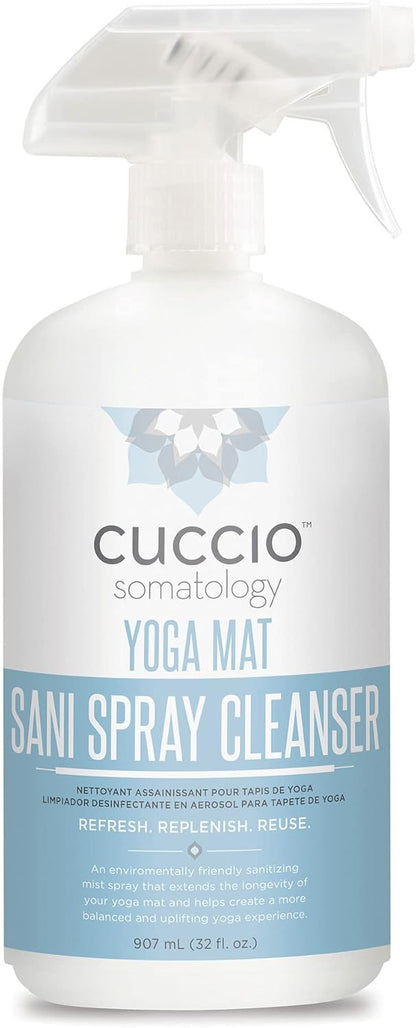Yoga Mat Sani Spray Cleaner - Essential Liquid Mat Cleanser Mist - Non Sticky, Quick Drying, Odor, Dirt And Sweat Control - Natural, Chemical Free Equipment Freshener - 32 Fl Oz