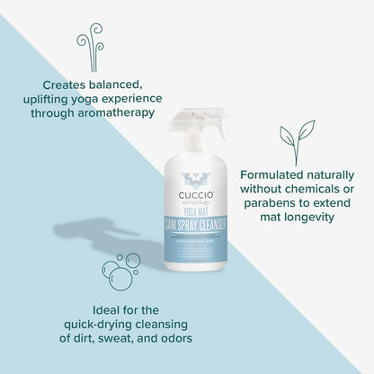 Yoga Mat Sani Spray Cleaner - Essential Liquid Mat Cleanser Mist - Non Sticky, Quick Drying, Odor, Dirt And Sweat Control - Natural, Chemical Free Equipment Freshener - 32 Fl Oz