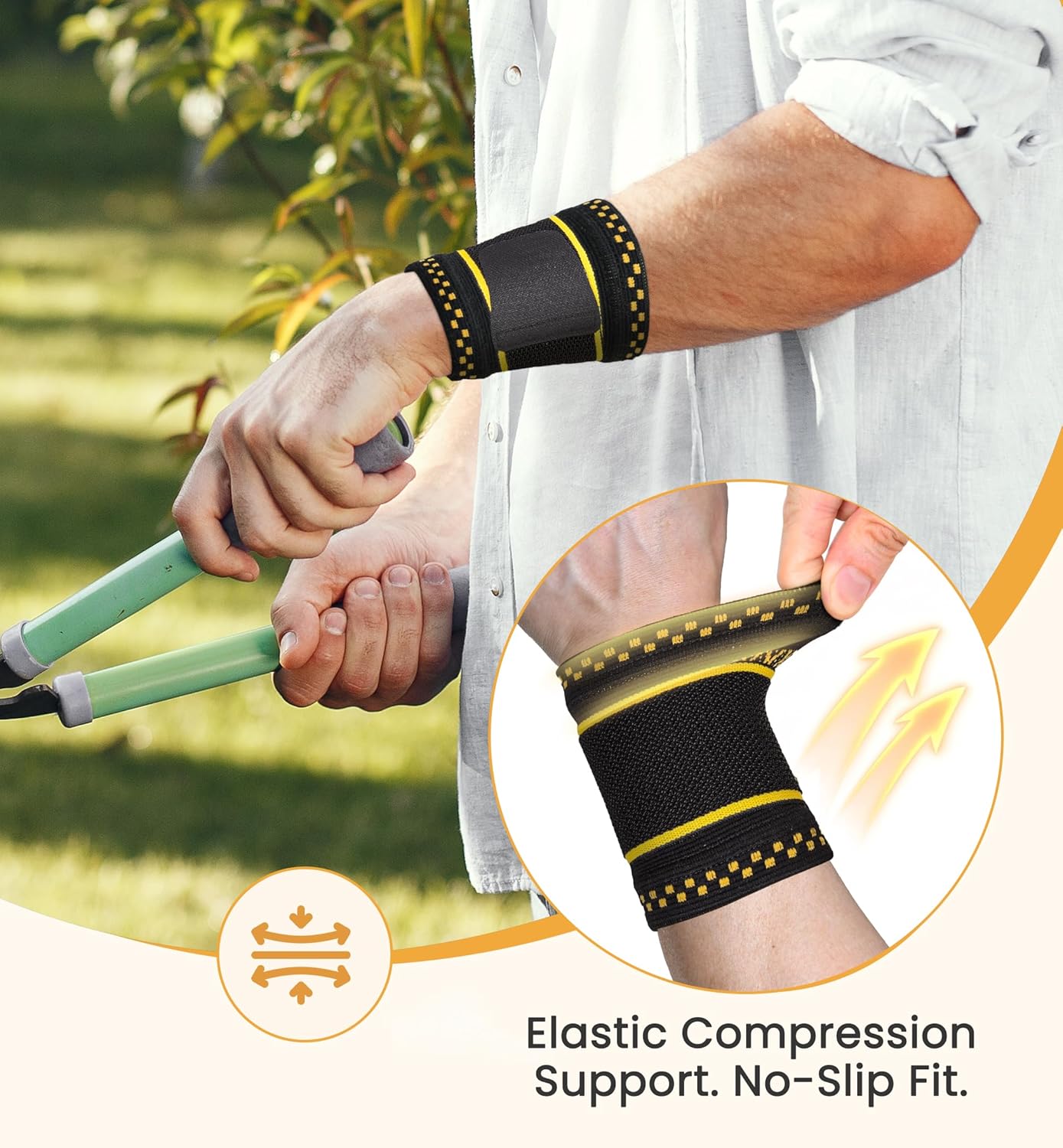 Copper Infused Compression Wrist Support Brace with Adjustable Wrap, Medium | 2-Pack, Men & Women, Carpal Tunnel Relief, Tendonitis & Arthritis, Sports Support, Breathable Sleeve
