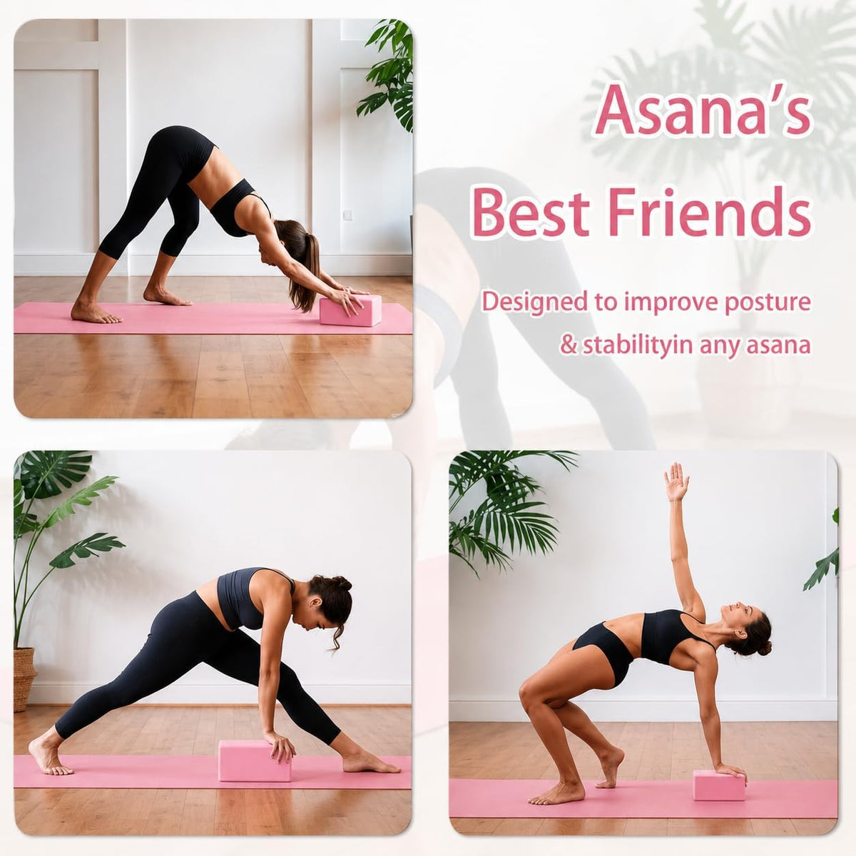 2 Yoga Blocks Supportive Accessories including 2 Knee Pads, 2 With Strap To Put Less Weight On Wrists, 1 Muscle Massage Roller, 2 Pair of Non-Slip Pilates Socks, 1 GYM Bag, Durable Versatile Yoga Brick Exercise Set of 10