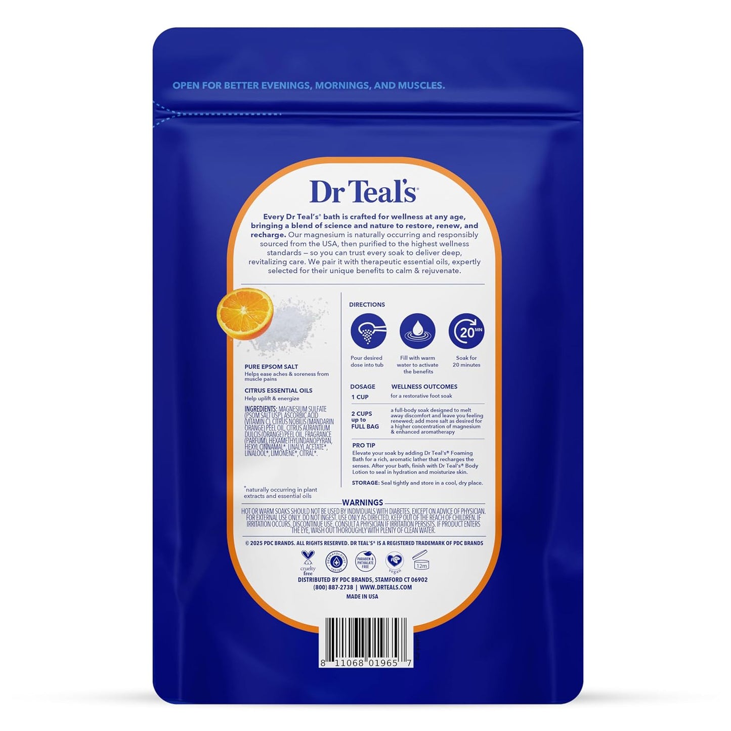 Epsom Salt Magnesium Soak, Glow & Radiance with Vitamin C & Citrus Essential Oils, 3 lbs (Pack of 4)