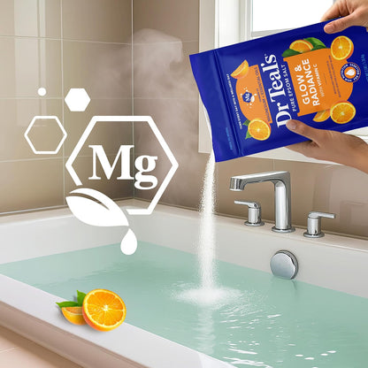 Epsom Salt Magnesium Soak, Glow & Radiance with Vitamin C & Citrus Essential Oils, 3 lbs (Pack of 4)
