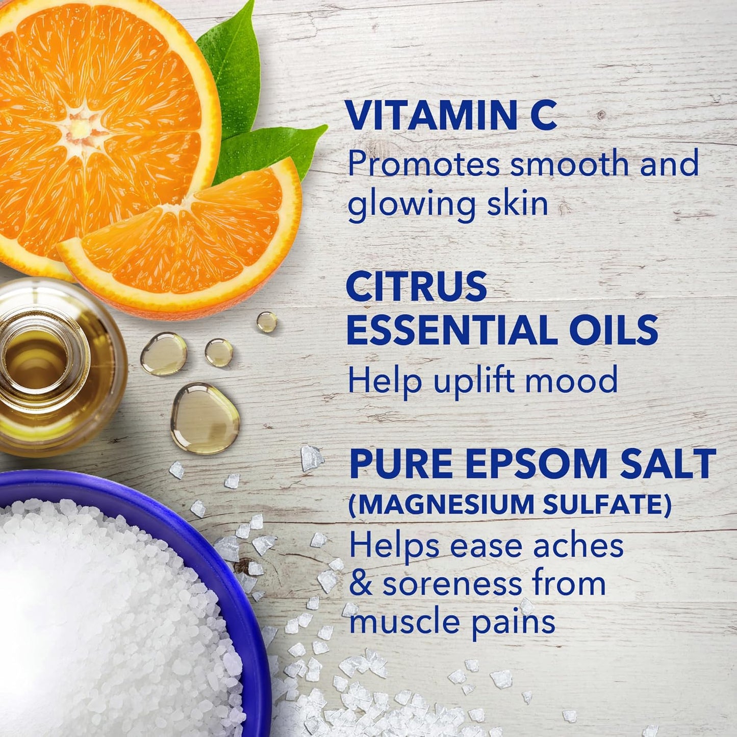 Epsom Salt Magnesium Soak, Glow & Radiance with Vitamin C & Citrus Essential Oils, 3 lbs (Pack of 4)