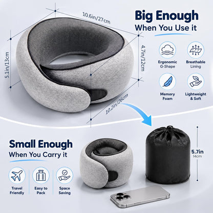 Purroch G-Shape Memory Foam Travel Pillow, Neck Pillow