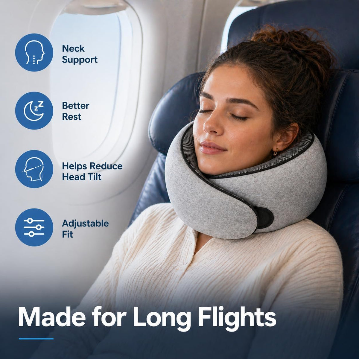Purroch G-Shape Memory Foam Travel Pillow, Neck Pillow