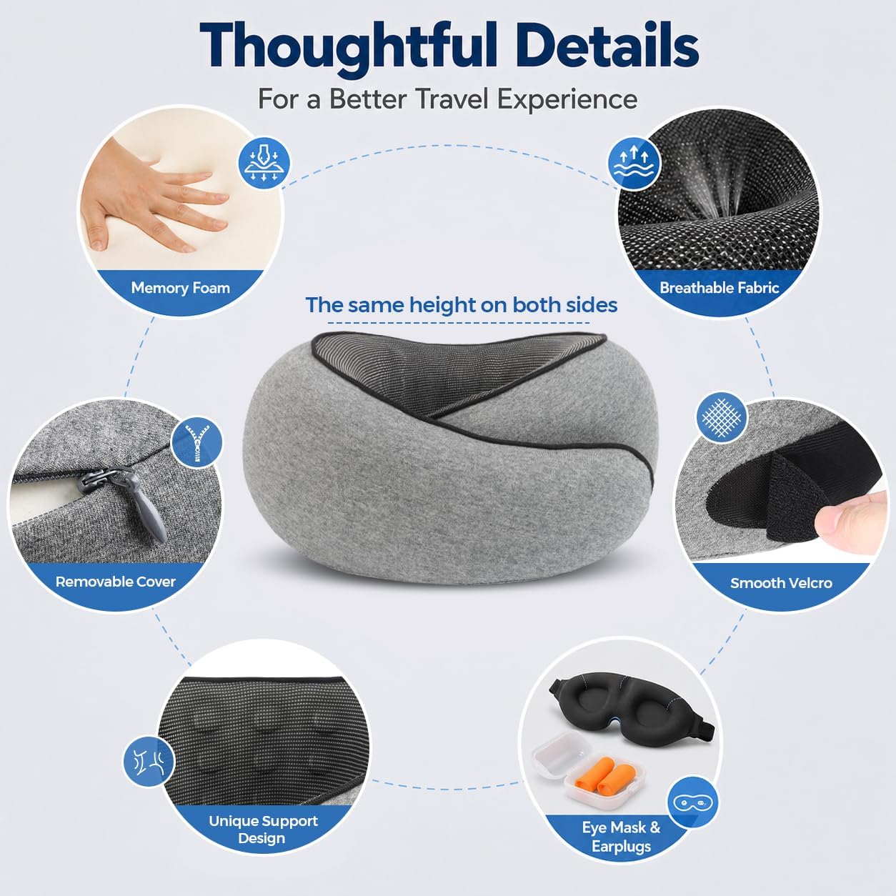 Purroch G-Shape Memory Foam Travel Pillow, Neck Pillow
