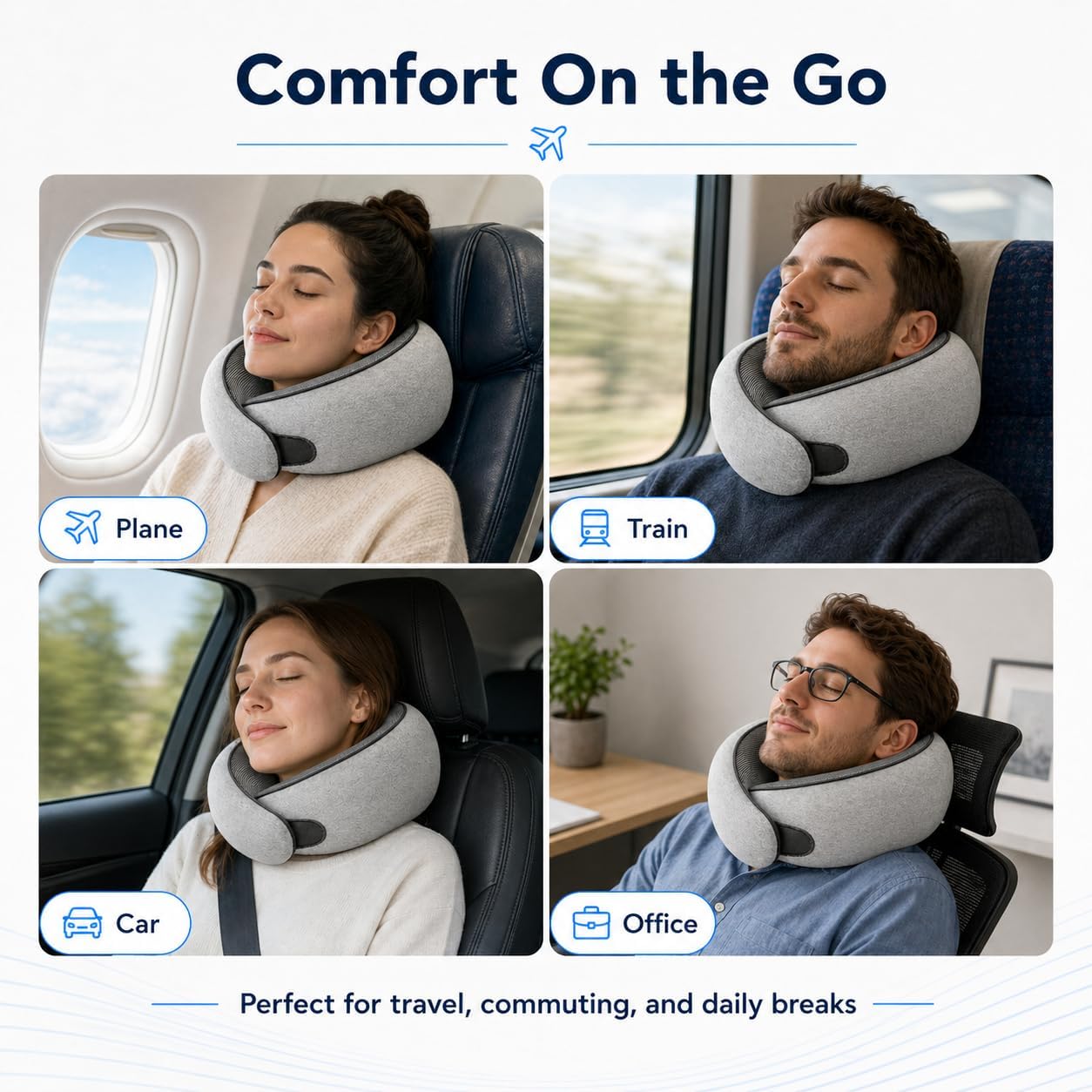 Purroch G-Shape Memory Foam Travel Pillow, Neck Pillow