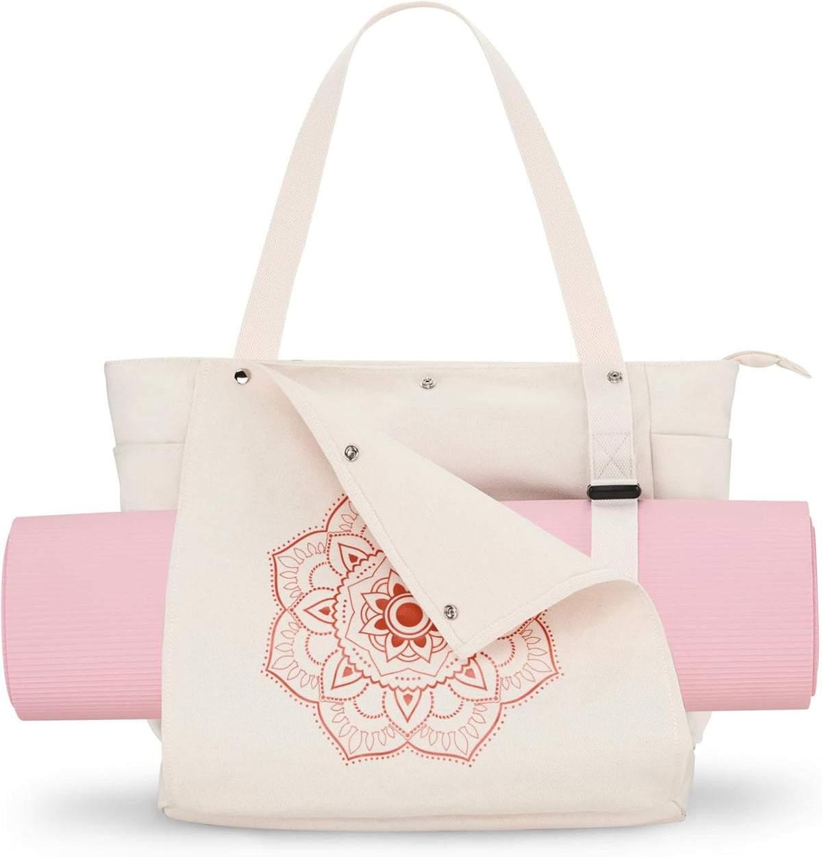 Yoga Mat Bag, Yoga Gym Bag Tote Bag with Multi Pockets For Women Men, Canvas Yoga Mat Carrier Take in Out Mat Easily For Pilates Travel Workout Office