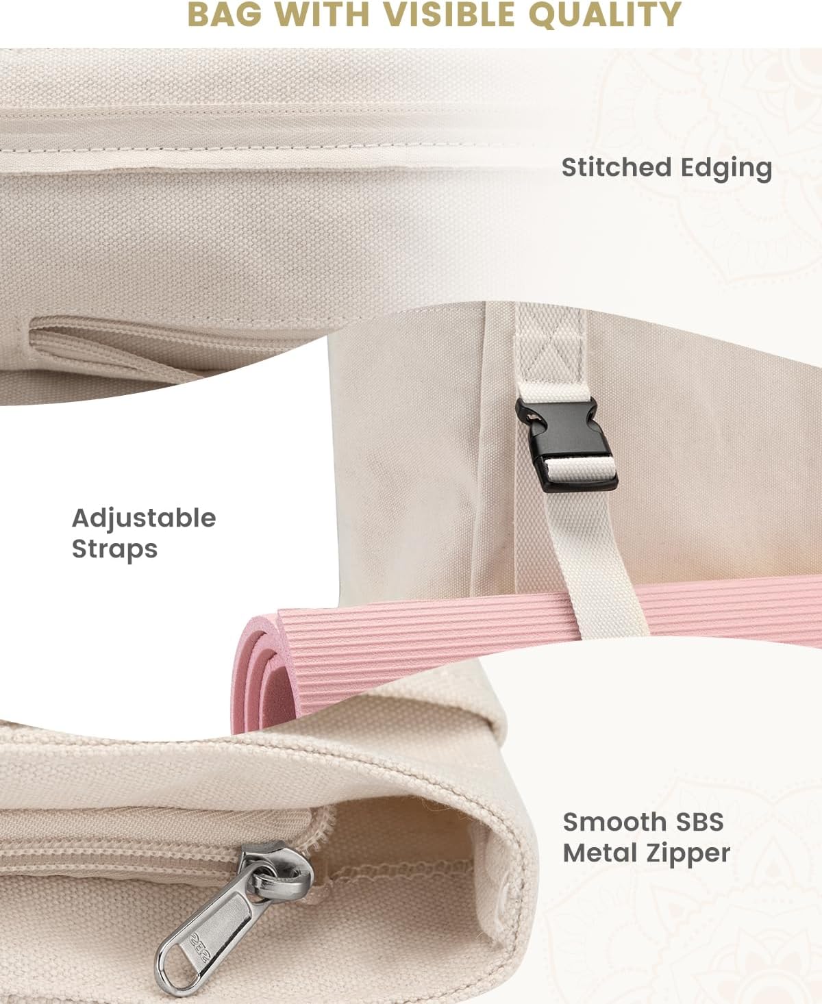 Yoga Mat Bag, Yoga Gym Bag Tote Bag with Multi Pockets For Women Men, Canvas Yoga Mat Carrier Take in Out Mat Easily For Pilates Travel Workout Office