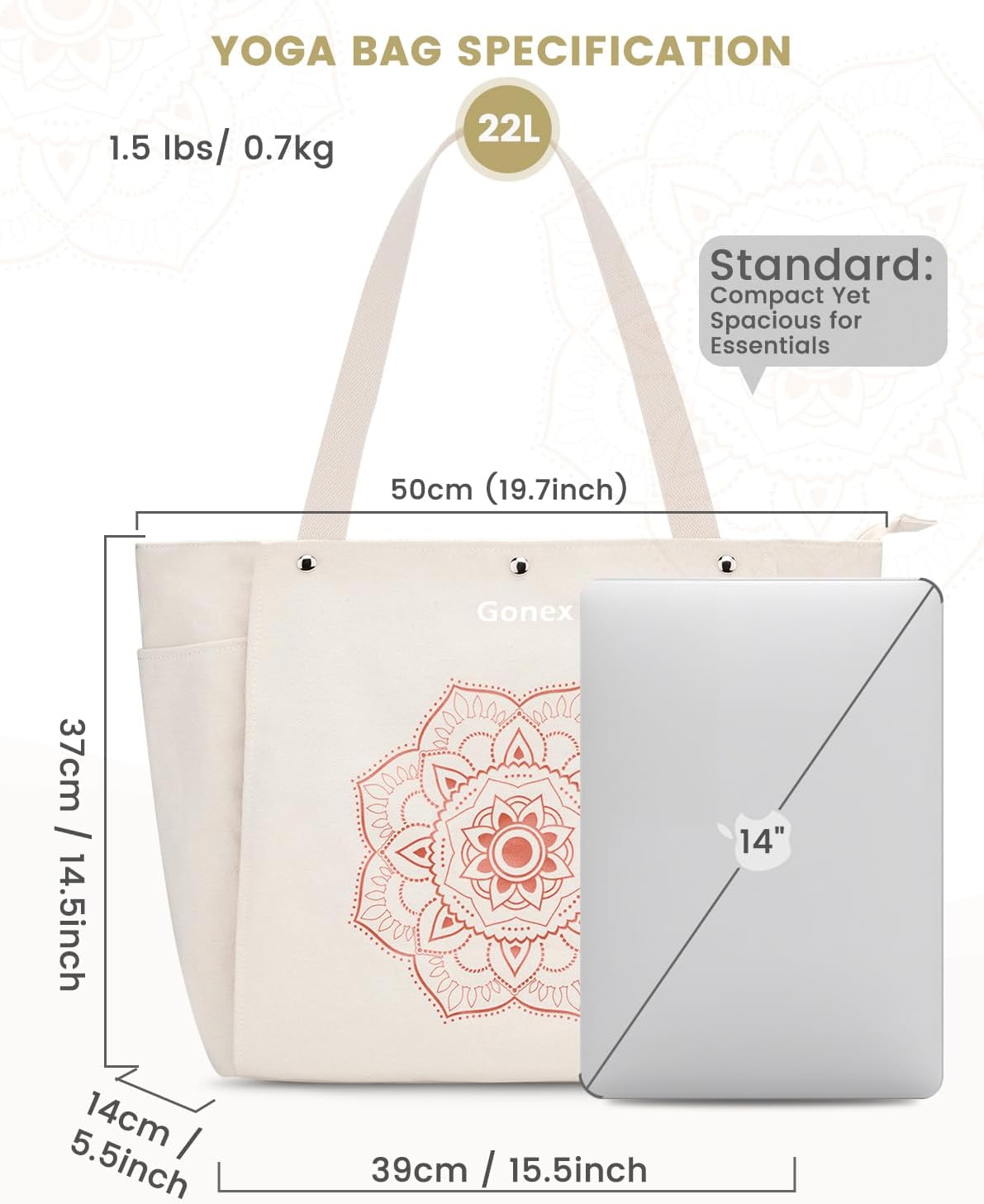 Yoga Mat Bag, Yoga Gym Bag Tote Bag with Multi Pockets For Women Men, Canvas Yoga Mat Carrier Take in Out Mat Easily For Pilates Travel Workout Office