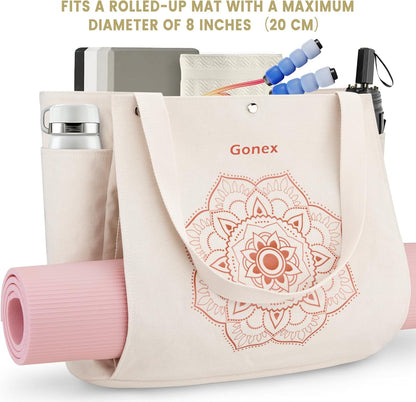 Yoga Mat Bag, Yoga Gym Bag Tote Bag with Multi Pockets For Women Men, Canvas Yoga Mat Carrier Take in Out Mat Easily For Pilates Travel Workout Office