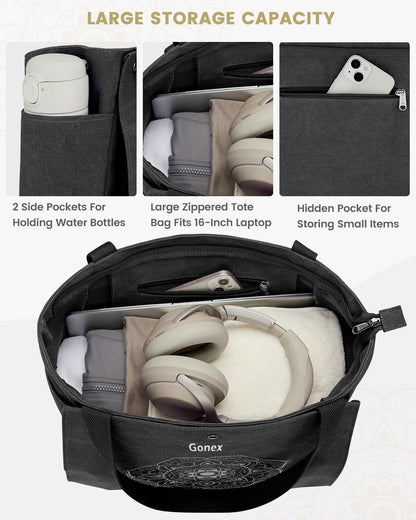 Yoga Mat Bag, Yoga Gym Bag Tote Bag with Multi Pockets For Women Men, Canvas Yoga Mat Carrier Take in Out Mat Easily For Pilates Travel Workout Office