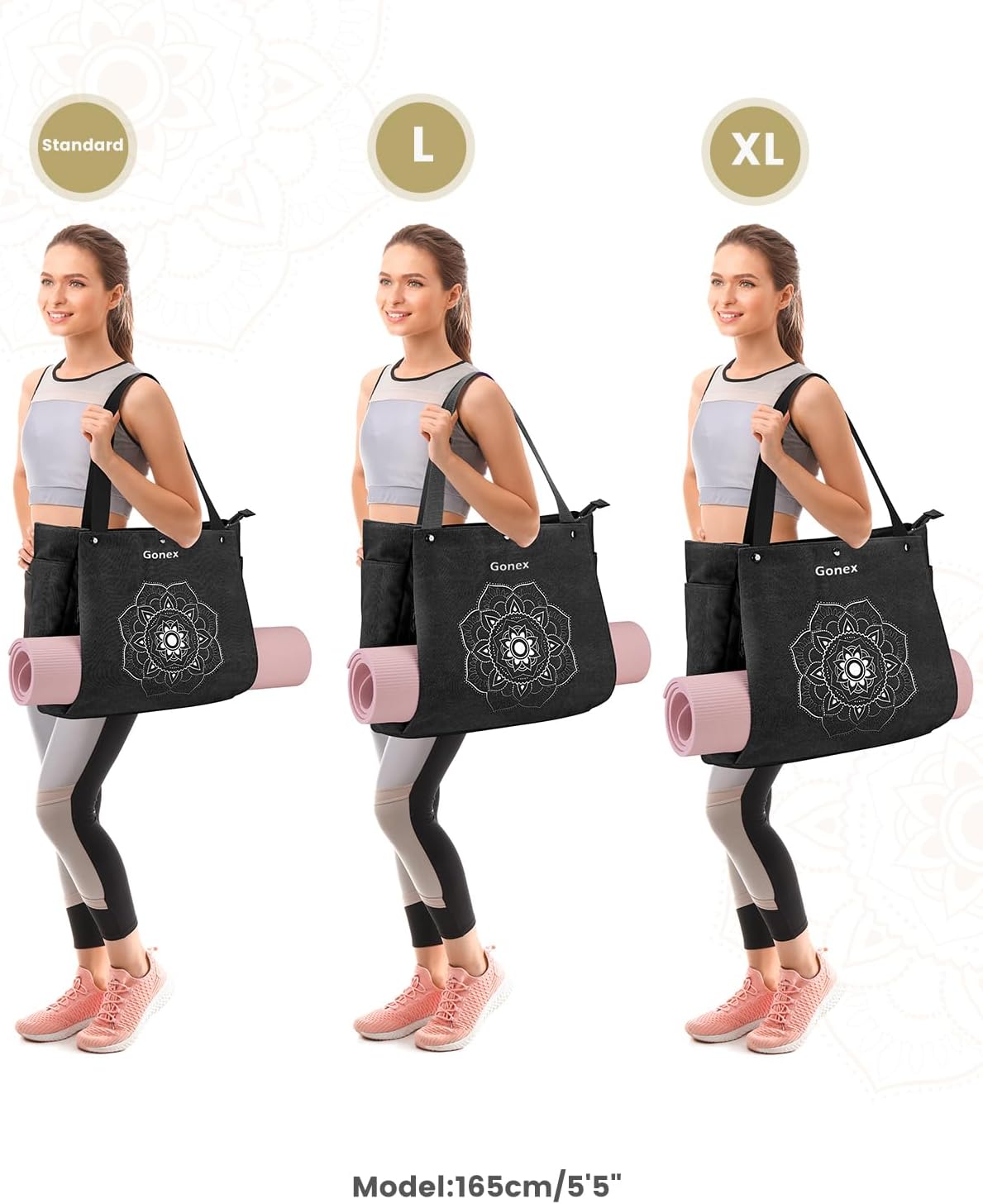Yoga Mat Bag, Yoga Gym Bag Tote Bag with Multi Pockets For Women Men, Canvas Yoga Mat Carrier Take in Out Mat Easily For Pilates Travel Workout Office