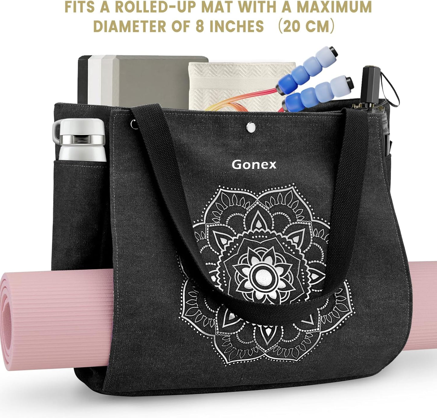 Yoga Mat Bag, Yoga Gym Bag Tote Bag with Multi Pockets For Women Men, Canvas Yoga Mat Carrier Take in Out Mat Easily For Pilates Travel Workout Office