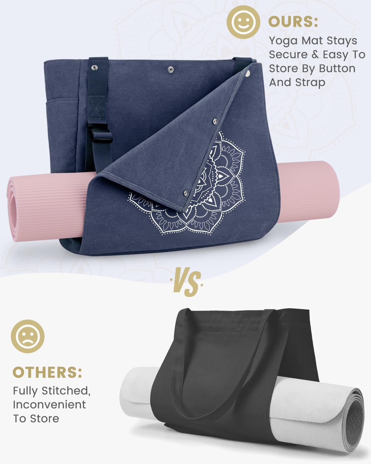 Yoga Mat Bag, Yoga Gym Bag Tote Bag with Multi Pockets For Women Men, Canvas Yoga Mat Carrier Take in Out Mat Easily For Pilates Travel Workout Office