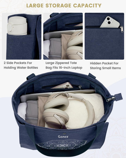 Yoga Mat Bag, Yoga Gym Bag Tote Bag with Multi Pockets For Women Men, Canvas Yoga Mat Carrier Take in Out Mat Easily For Pilates Travel Workout Office