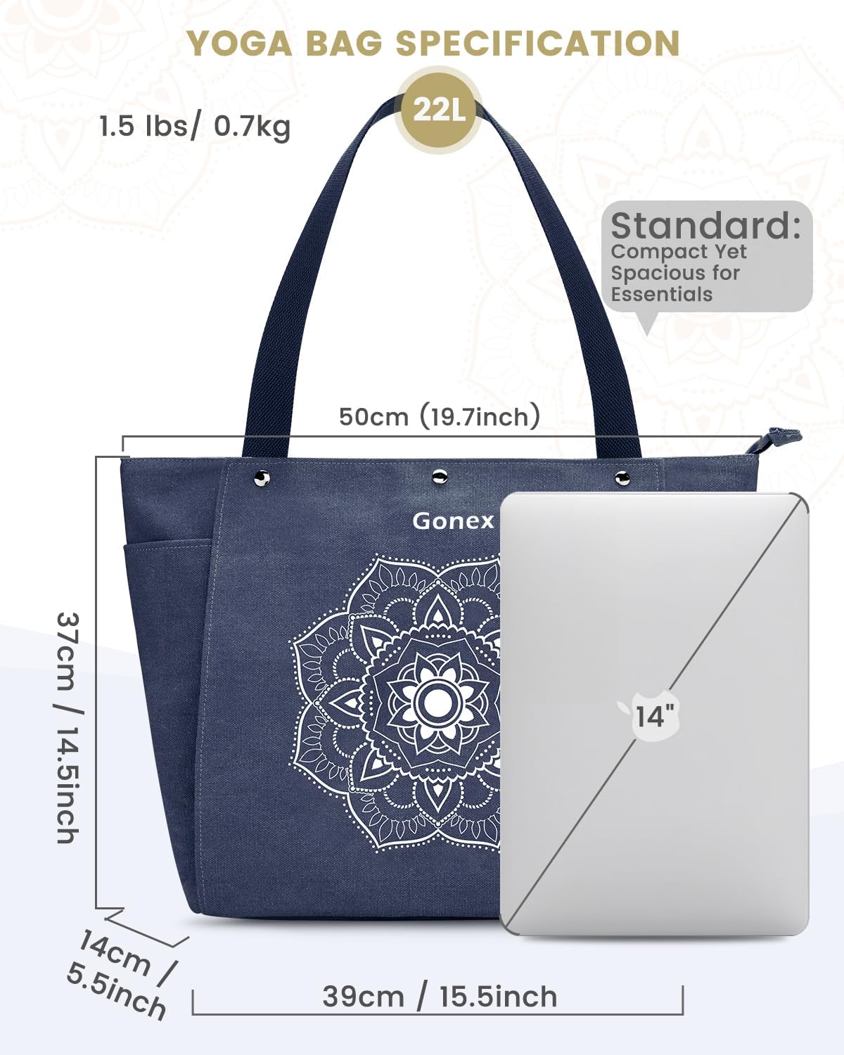 Yoga Mat Bag, Yoga Gym Bag Tote Bag with Multi Pockets For Women Men, Canvas Yoga Mat Carrier Take in Out Mat Easily For Pilates Travel Workout Office