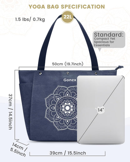 Yoga Mat Bag, Yoga Gym Bag Tote Bag with Multi Pockets For Women Men, Canvas Yoga Mat Carrier Take in Out Mat Easily For Pilates Travel Workout Office
